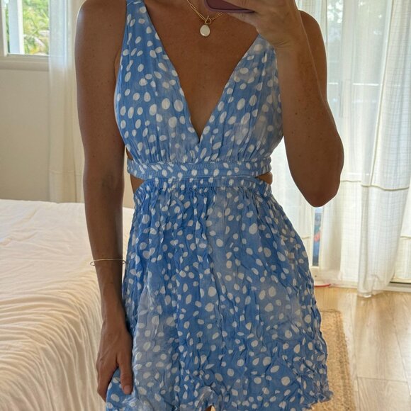 Tiare Hawaii Blue Floral Romper Size Small - Picture 1 of 4